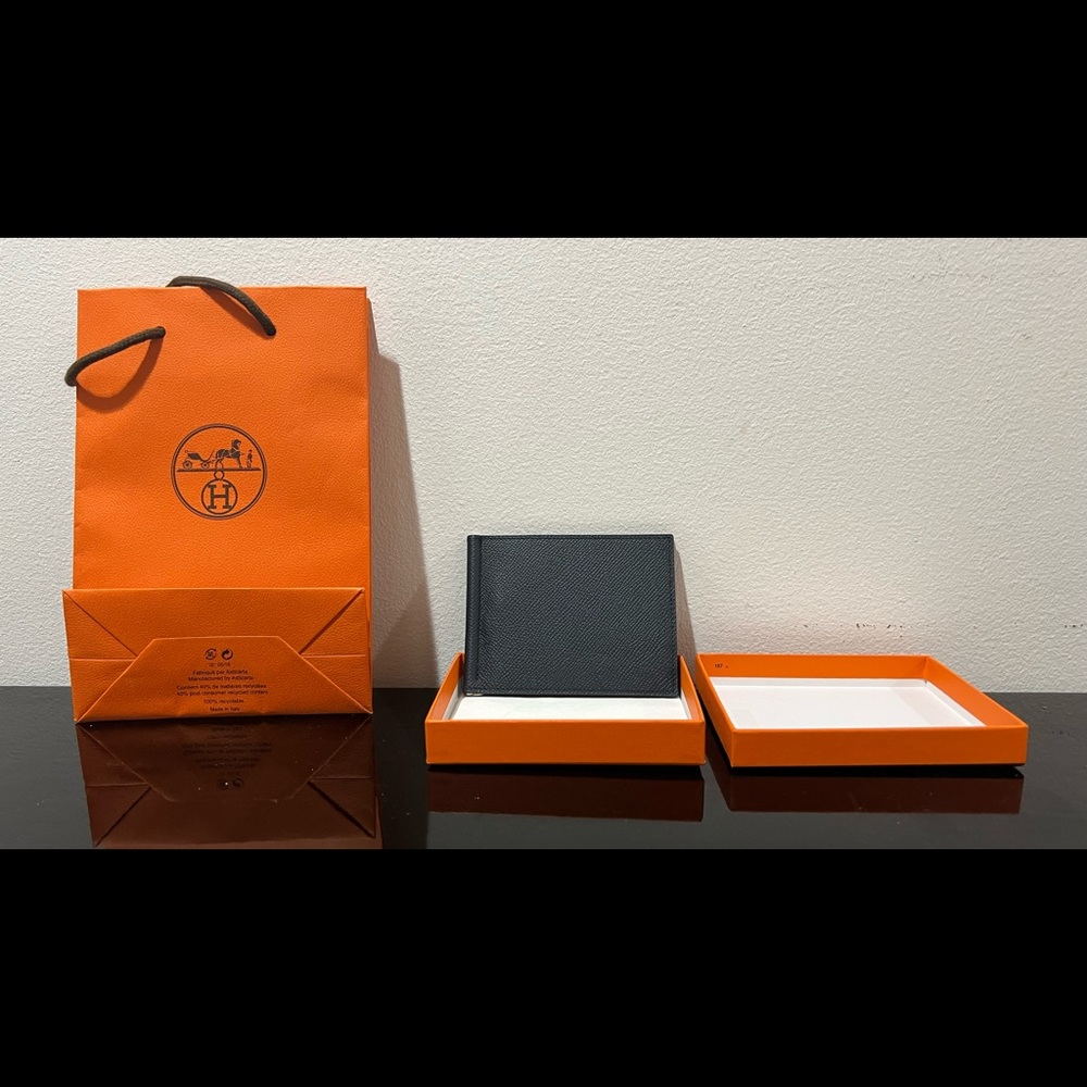 FINAL PRICE - Hermes Poker Jungle Compact Wallet - Blue